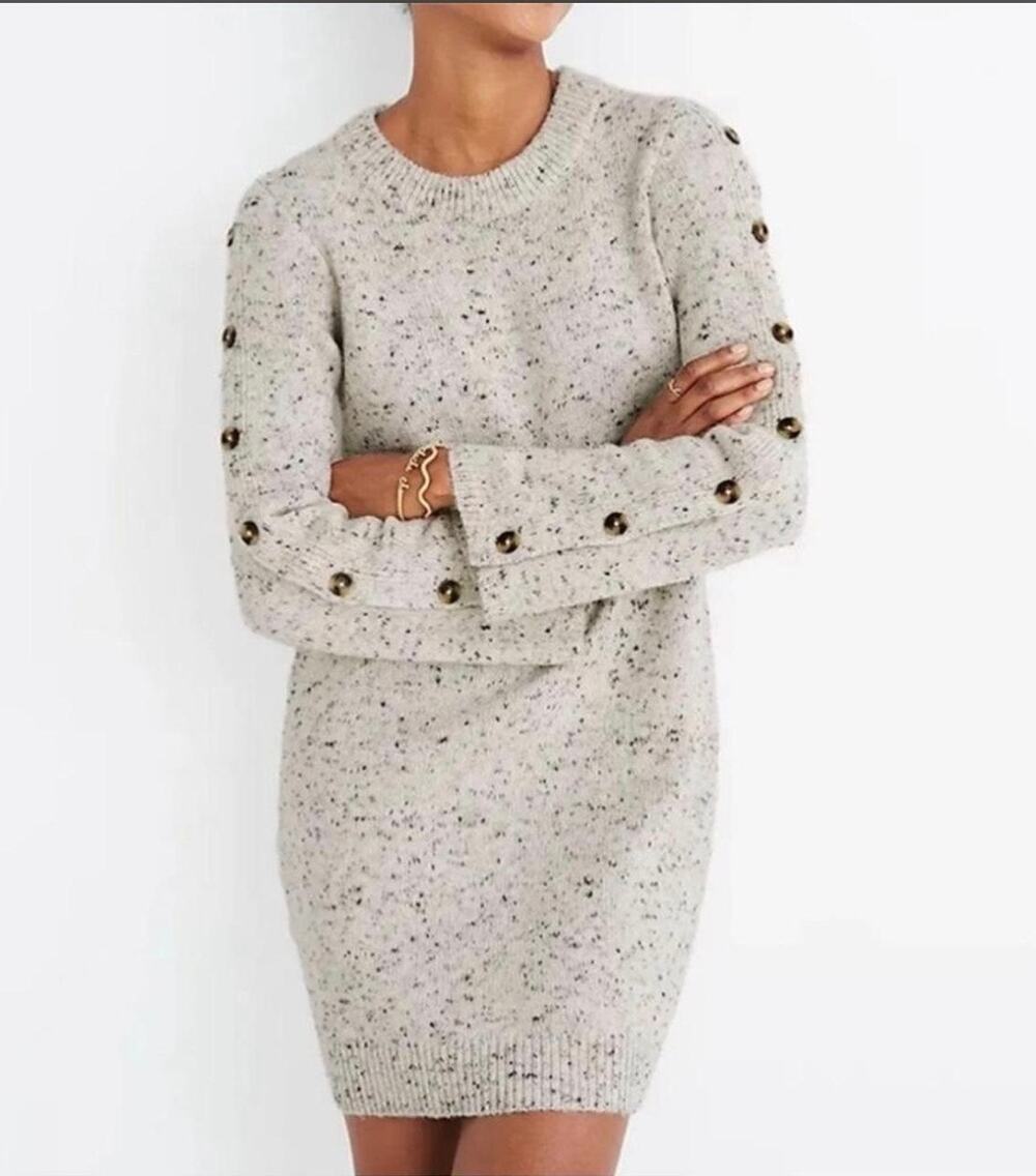 Madewell Donegal Button Wool Sweater Dress, M